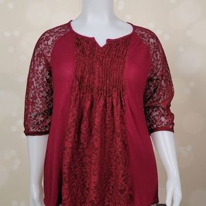 Burgundy Lace detail Shirt